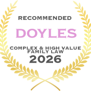 Gold laurel wreath with "Doyles Recommended Family Law 2026" text in the center.